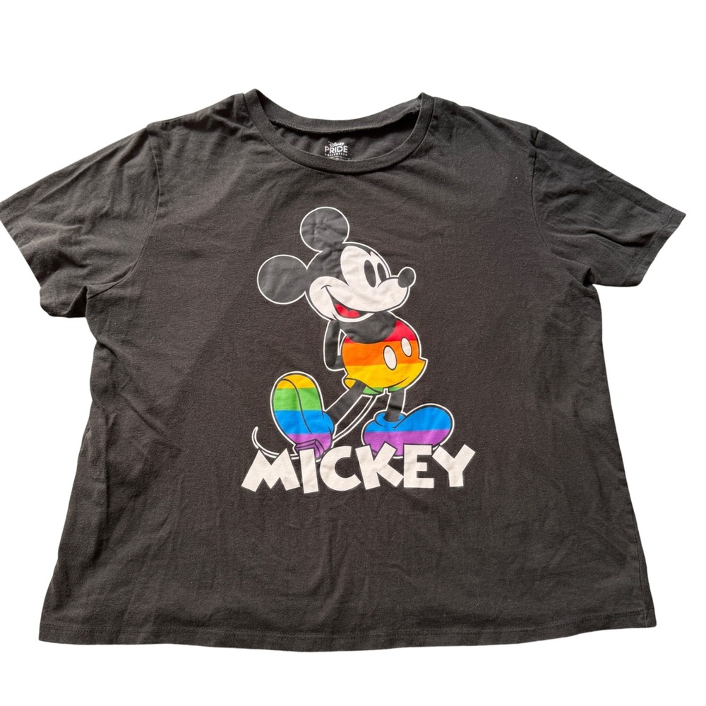 Disney Pride Collection Mickey Mouse Rainbow Graphic T-Shirt Black XL